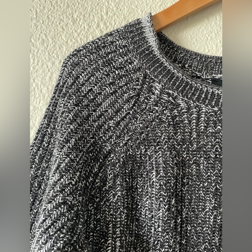 Ellen Tracy Knit Tunic Sweater Women’s L Black Marbled Cotton Rolled Round Neck - Picture 5 of 13